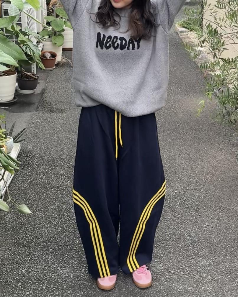 「aino__nk8」ストライプバルーンスウェットパンツ TK0296