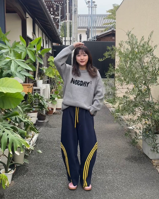 「aino__nk8」ストライプバルーンスウェットパンツ TK0296