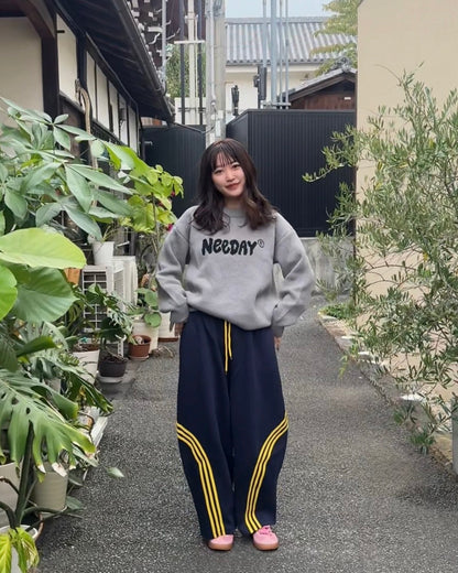 「aino__nk8」ストライプバルーンスウェットパンツ TK0296