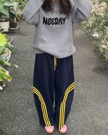 「aino__nk8」ストライプバルーンスウェットパンツ TK0296