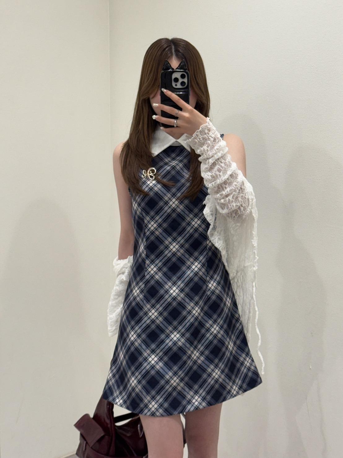 「k30」ノースリーブチェックPOLOワンピース TK0249