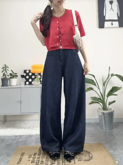 「ちょこ」ドットバルーンデニムパンツ TK0479