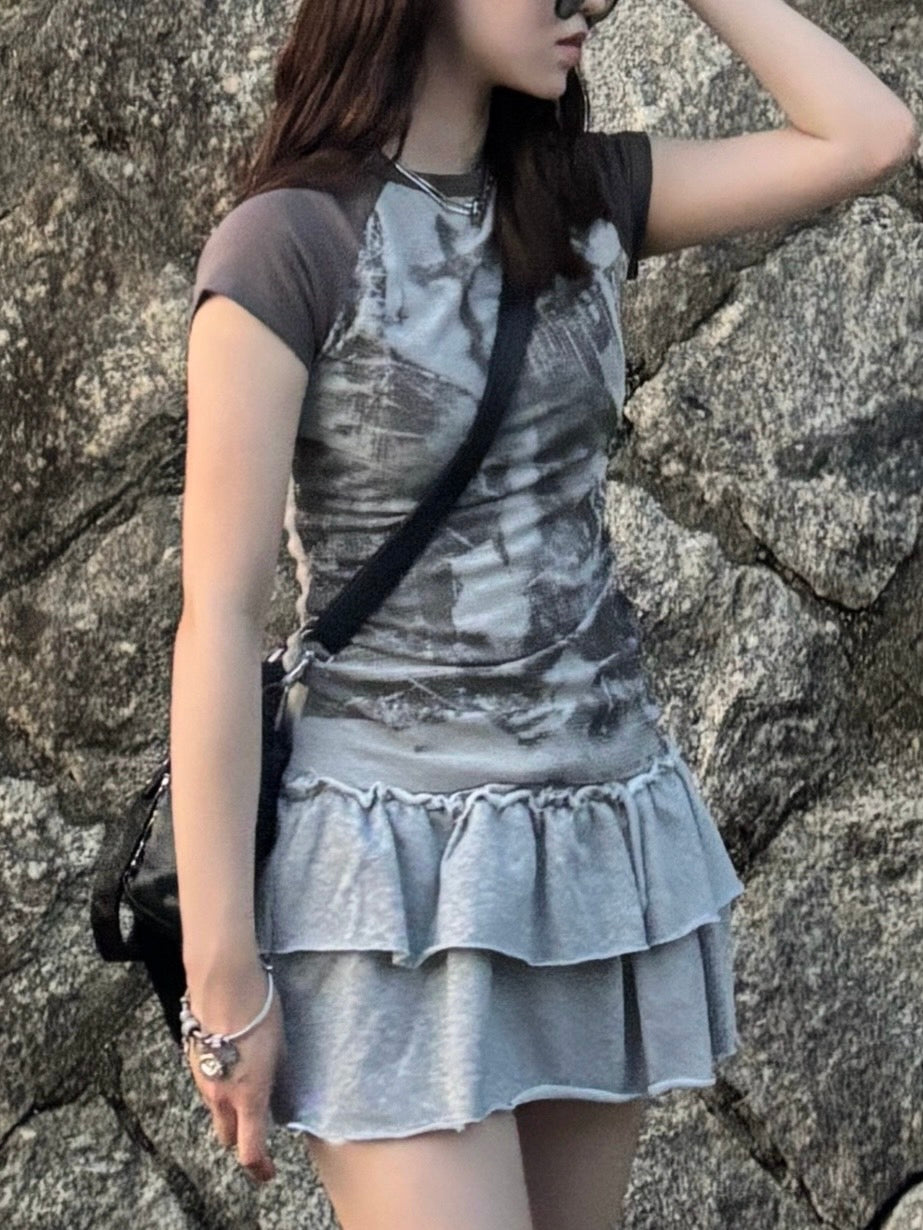 「k30」タイダイラグランショートスリーブTシャツ TK0575