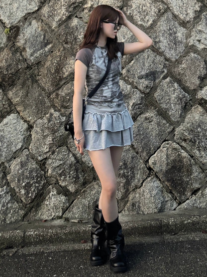 「k30」タイダイラグランショートスリーブTシャツ TK0575