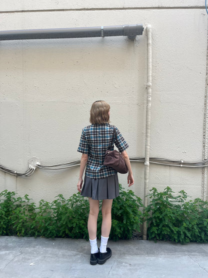 「_manafuku_」ボーダー柄ロゴ刺繍ショート丈Tシャツ TK0233