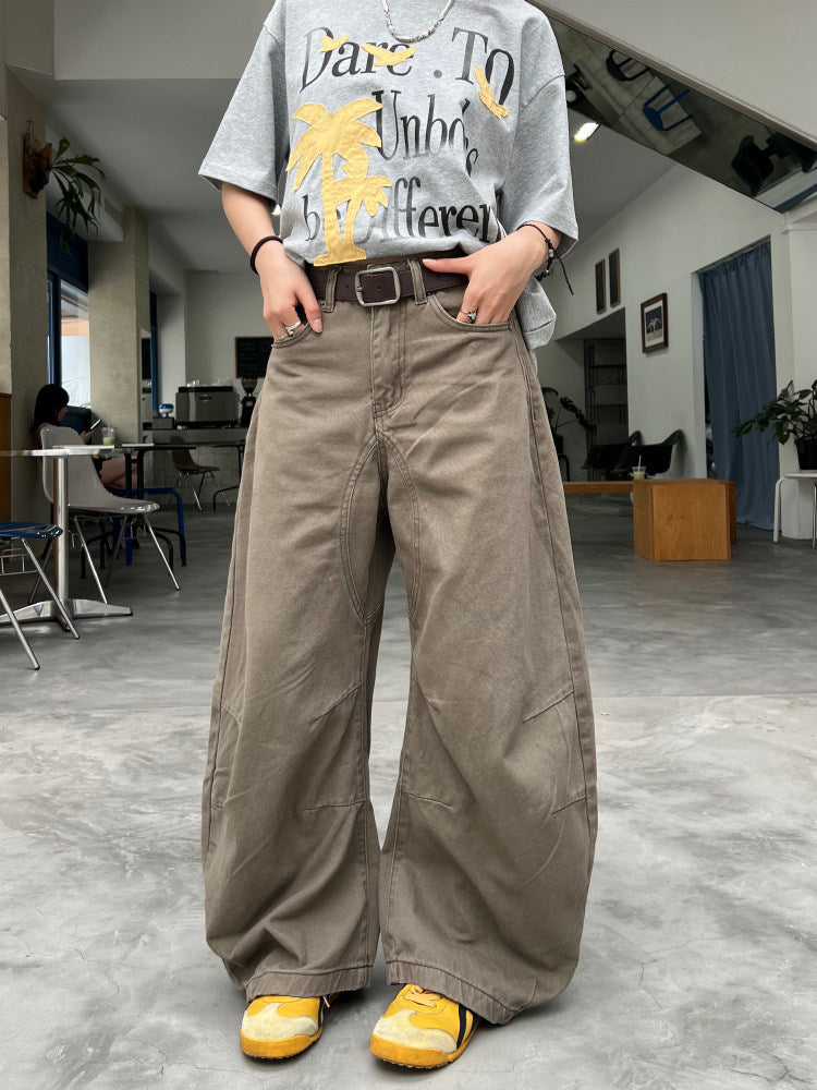 限定セール」ブラウンカーブデザインワイドパンツ TK0214 – TAKUTAKU