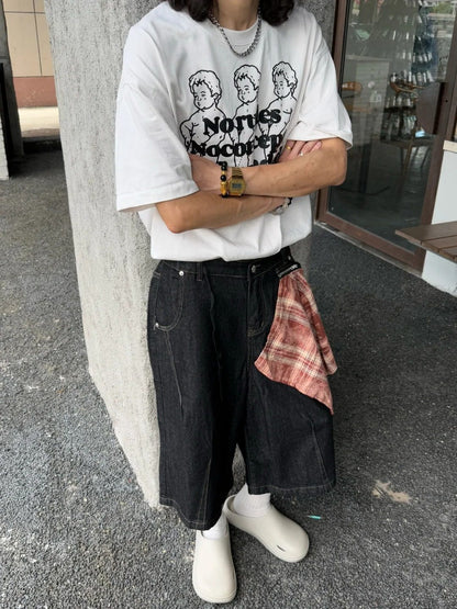 スカーフ付きデニムワイド七分パンツ TK0229
