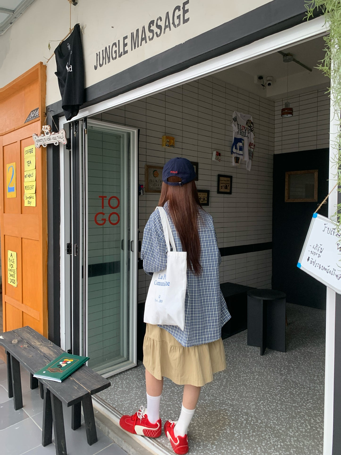 ルーズフィットブルーチェックシャツ TK0043