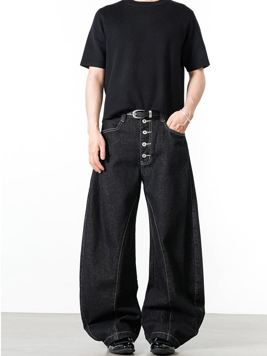 ステッチボタンフライカーブデニムパンツ TK0357