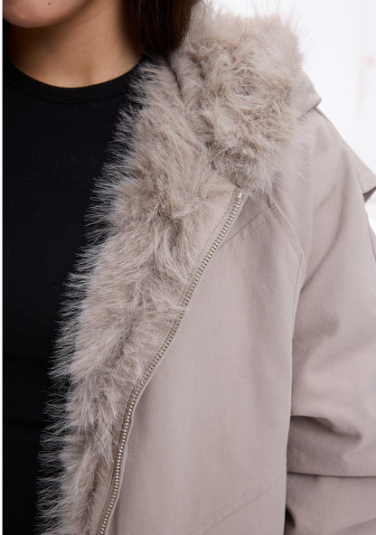 ファー付きフードパーカーコート ボアジャケット TK0338