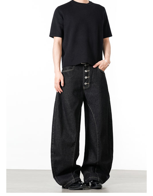 ステッチボタンフライカーブデニムパンツ TK0357