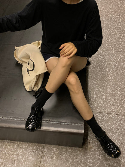 「大人気」レトロ編み込みストラップサンダル SH004