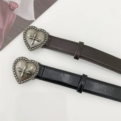 2色展開・くすみハートバックル × ヴィンテージ風細ベルトSP0039