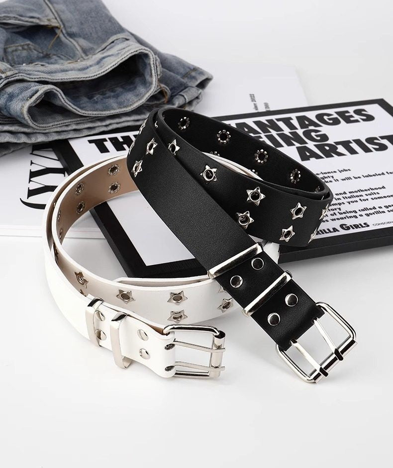 スターモチーフ パンチングダブルピンベルト SP0040