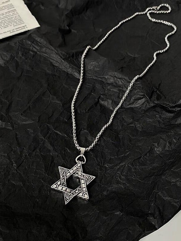 レトロシルバー六芒星ネックレス SP0058