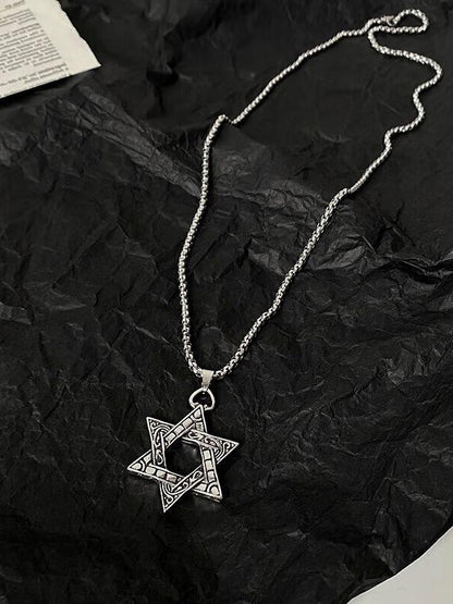 レトロシルバー六芒星ネックレス SP0058