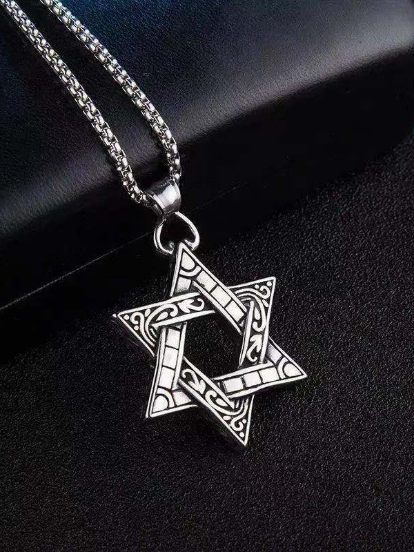 レトロシルバー六芒星ネックレス SP0058