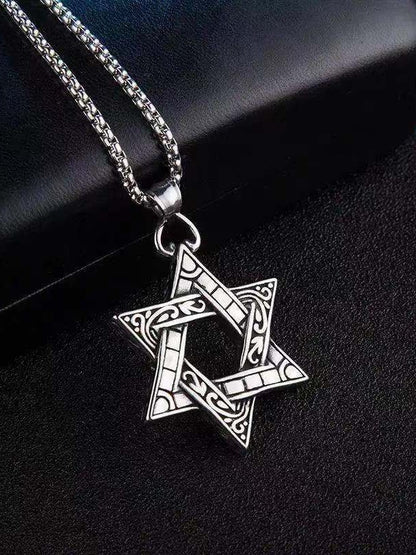 レトロシルバー六芒星ネックレス SP0058