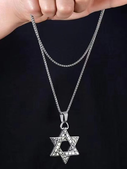 レトロシルバー六芒星ネックレス SP0058