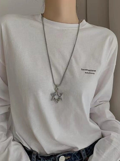 レトロシルバー六芒星ネックレス SP0058