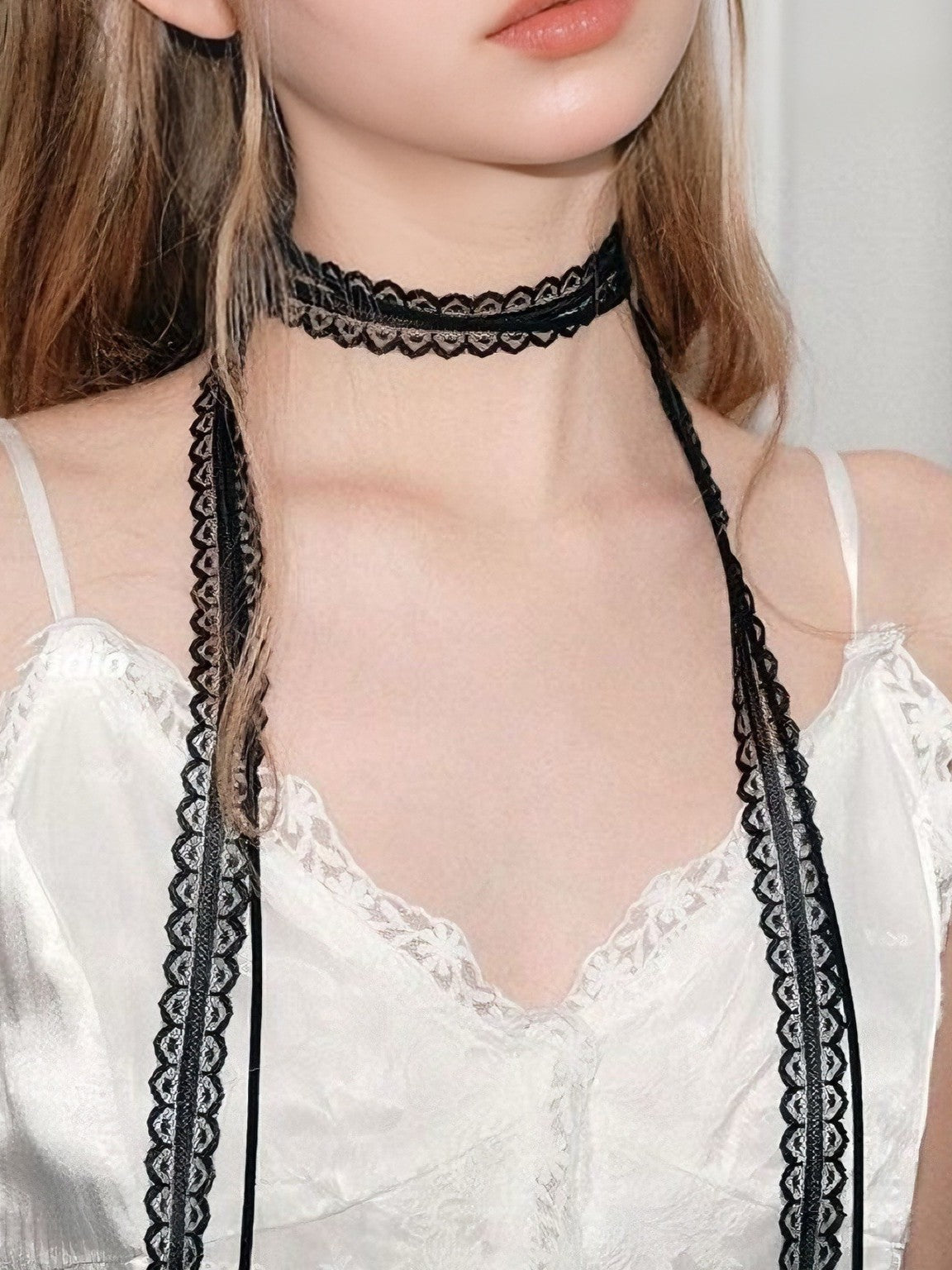 レースロングリボンチョーカー SP0078
