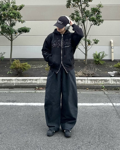 「sunp0s」チェック ワイドパンツ TK0133