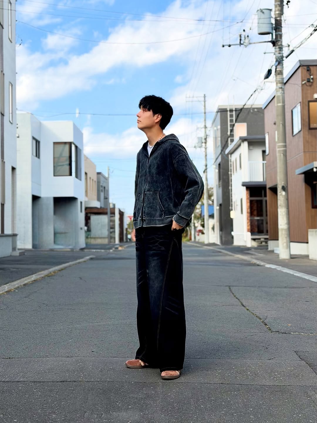 バレルレッグ カーブデニムパンツ TK0336