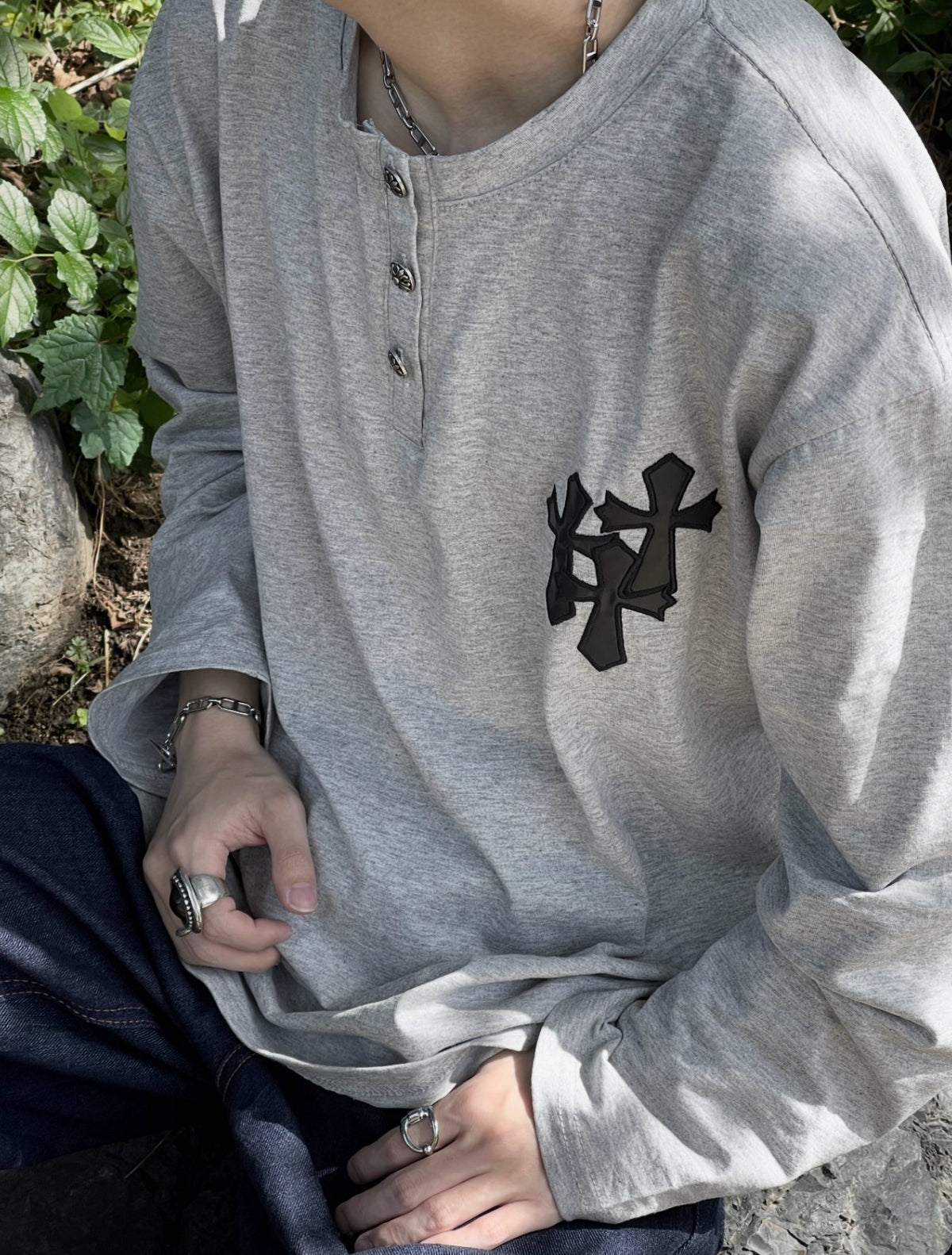 ワッフルヘンリーネックTシャツ TK0459