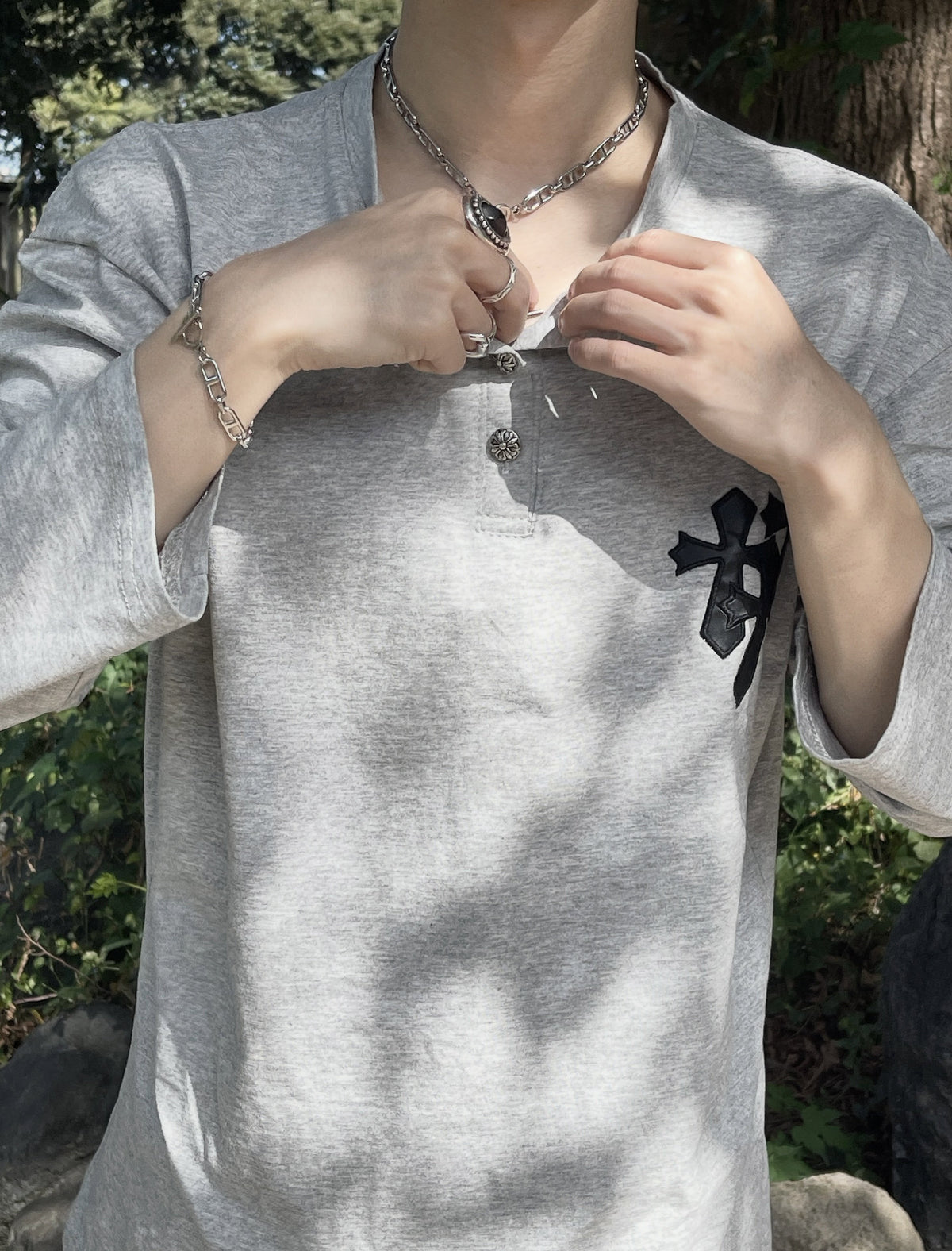 ワッフルヘンリーネックTシャツ TK0459