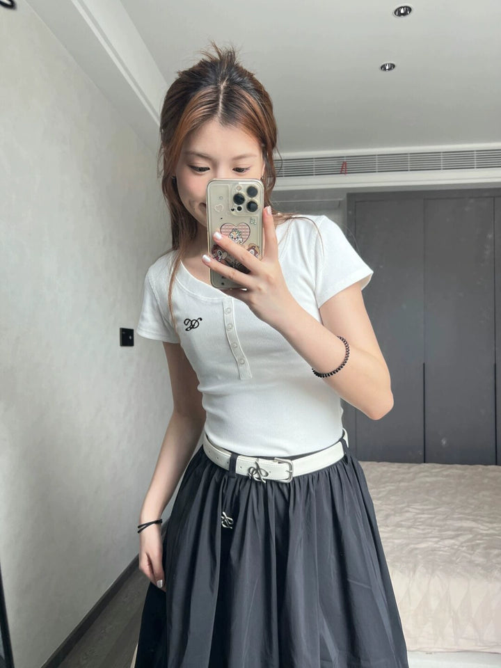 VネックホワイトTシャツ TK0049