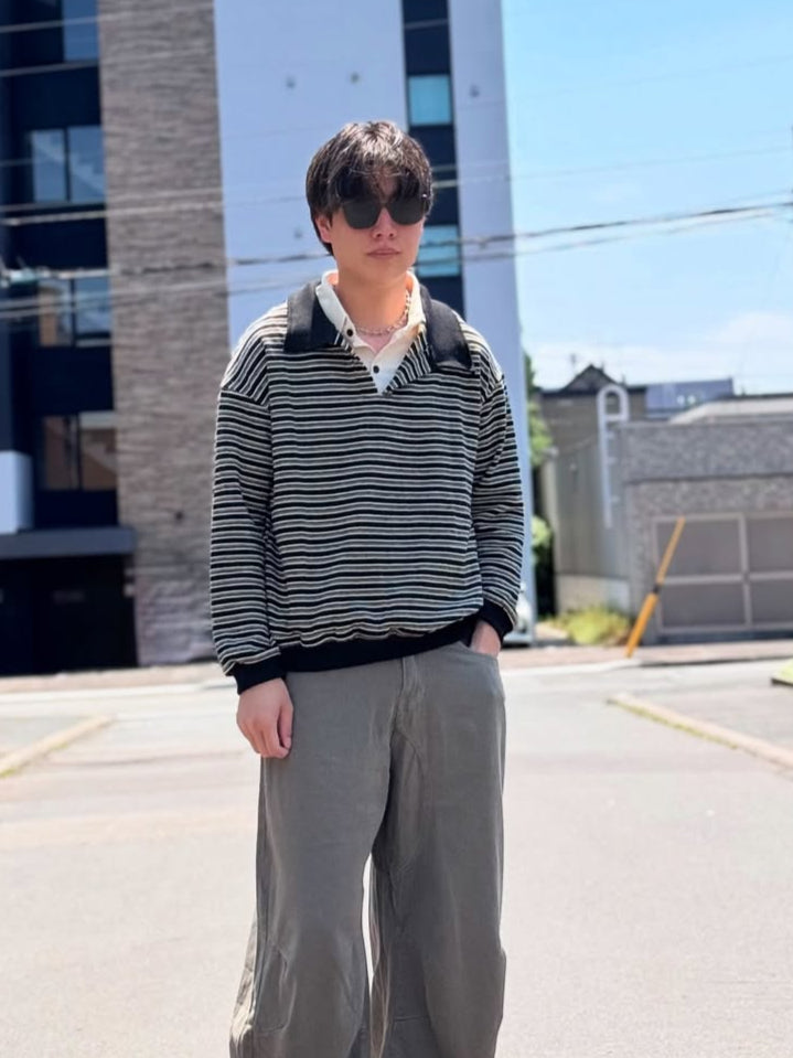 「FA」バイカラー ストライプ ポロシャツ TK0050