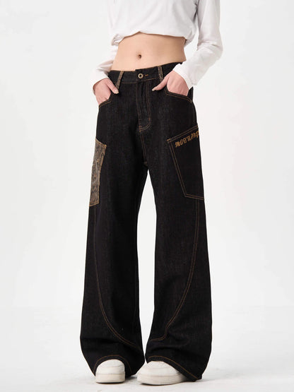 「人気No.1 」パイソン柄ステッチワイドパンツ TK0158