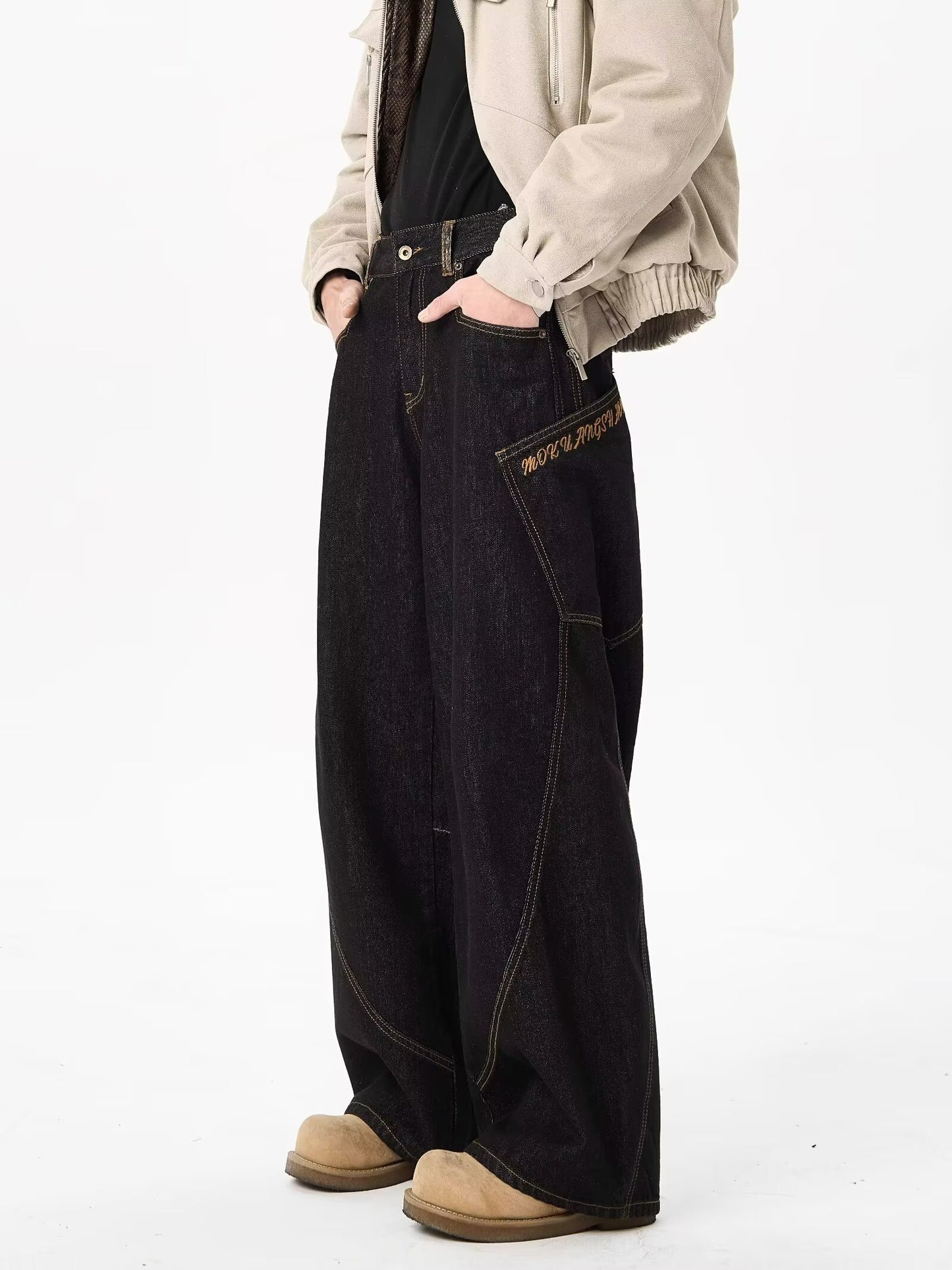 「人気No.1 」パイソン柄ステッチワイドパンツ TK0158