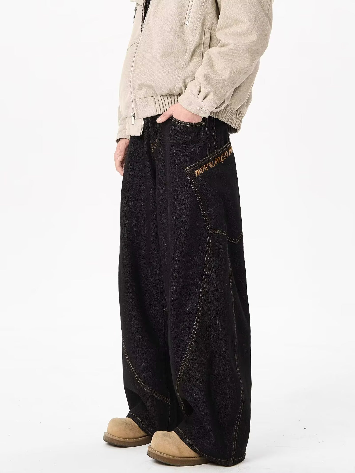 「人気No.1 」パイソン柄ステッチワイドパンツ TK0158