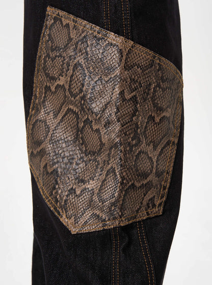 「人気No.1 」パイソン柄ステッチワイドパンツ TK0158