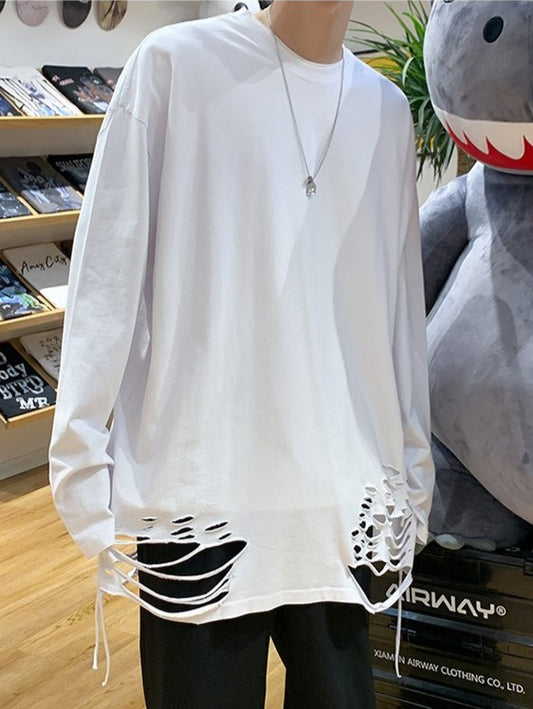 ダメージヘムロング丈Tシャツ TK0185
