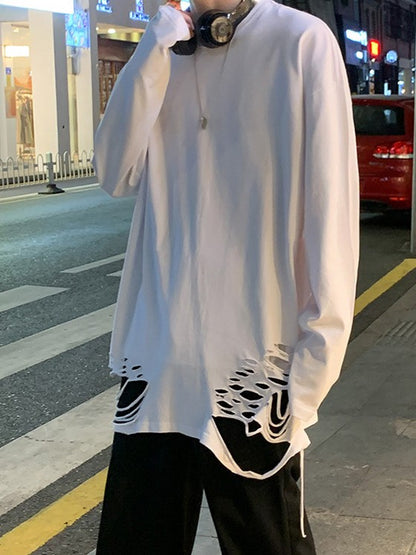 ダメージヘムロング丈Tシャツ TK0185
