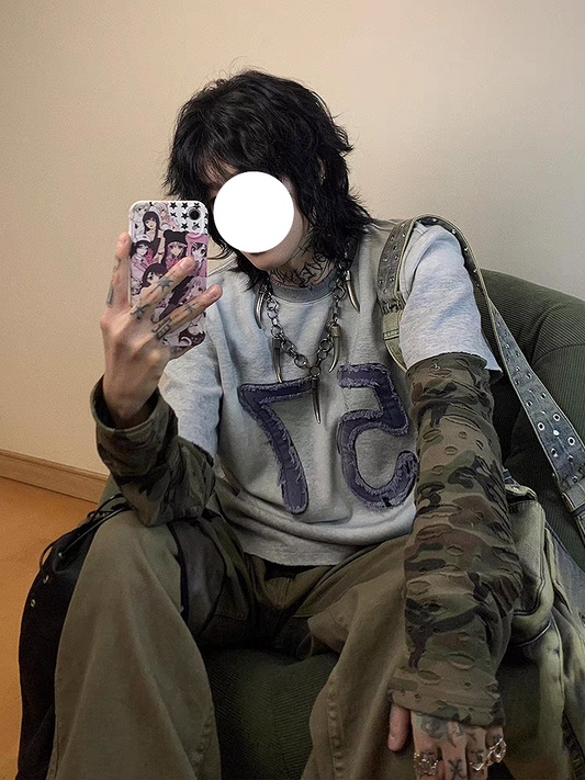 カモ重ね着風長袖Tシャツ TK0189
