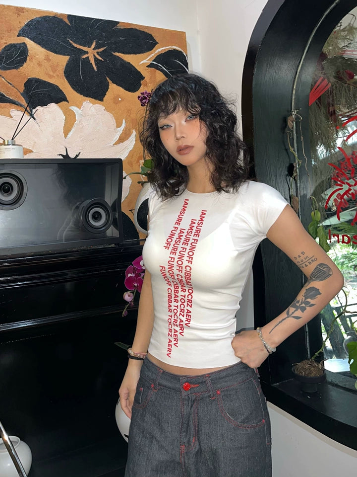ストリート風アルファベットプリントTシャツ TK0211