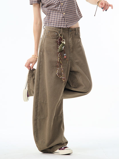 ブラウンカーブデザインワイドパンツ TK0214