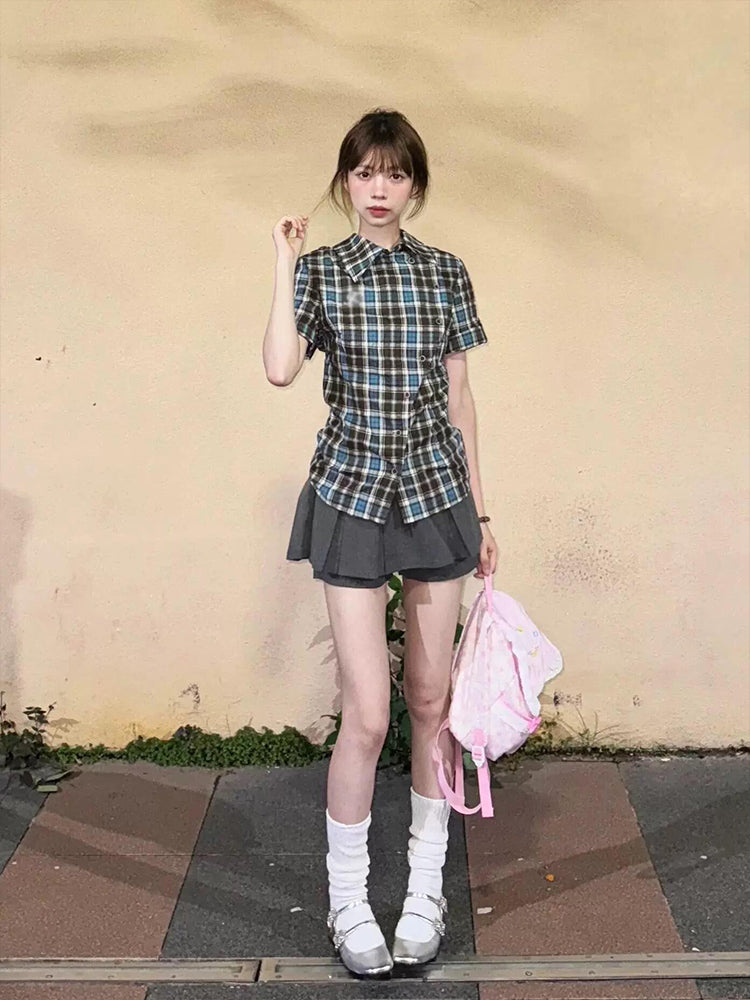 ボーダー柄ロゴ刺繍ショート丈Tシャツ TK0233