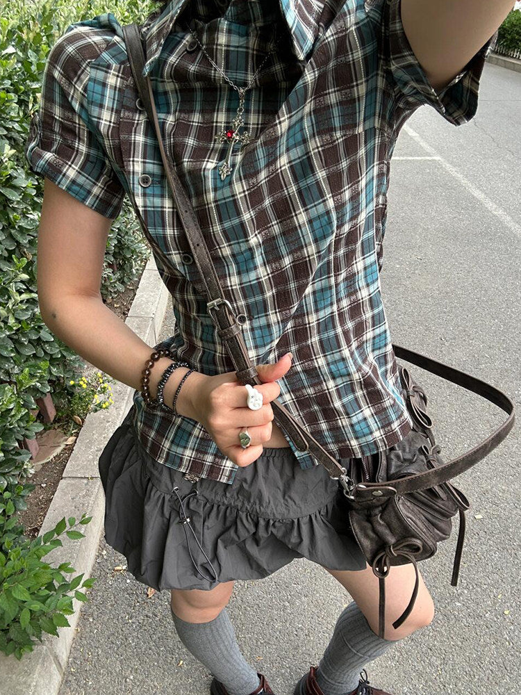 ボーダー柄ロゴ刺繍ショート丈Tシャツ TK0233