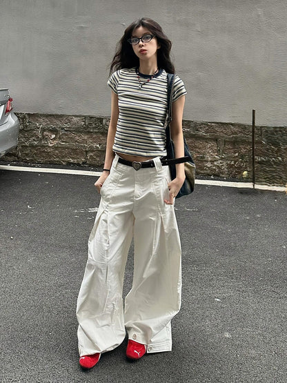 ストライプ配色半袖Tシャツ TK0234