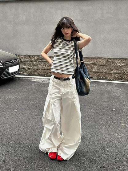 ストライプ配色半袖Tシャツ TK0234