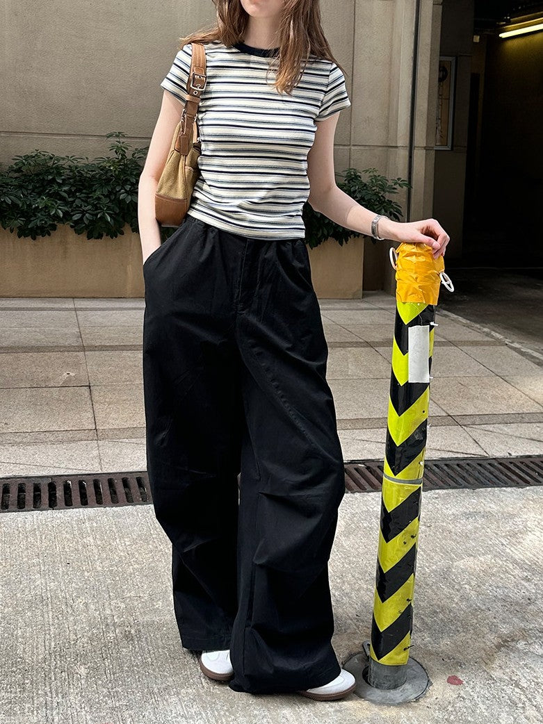 ストライプ配色半袖Tシャツ TK0234