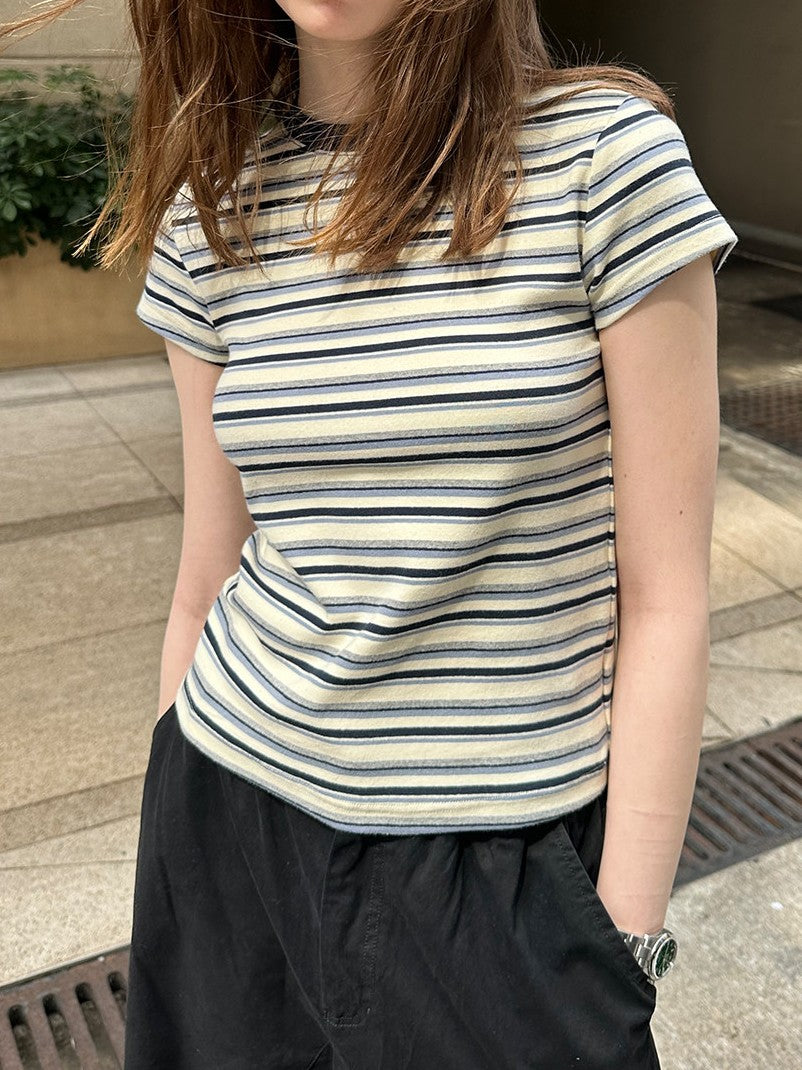 ストライプ配色半袖Tシャツ TK0234