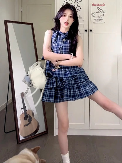 ノースリーブチェックシャツワンピース TK0245