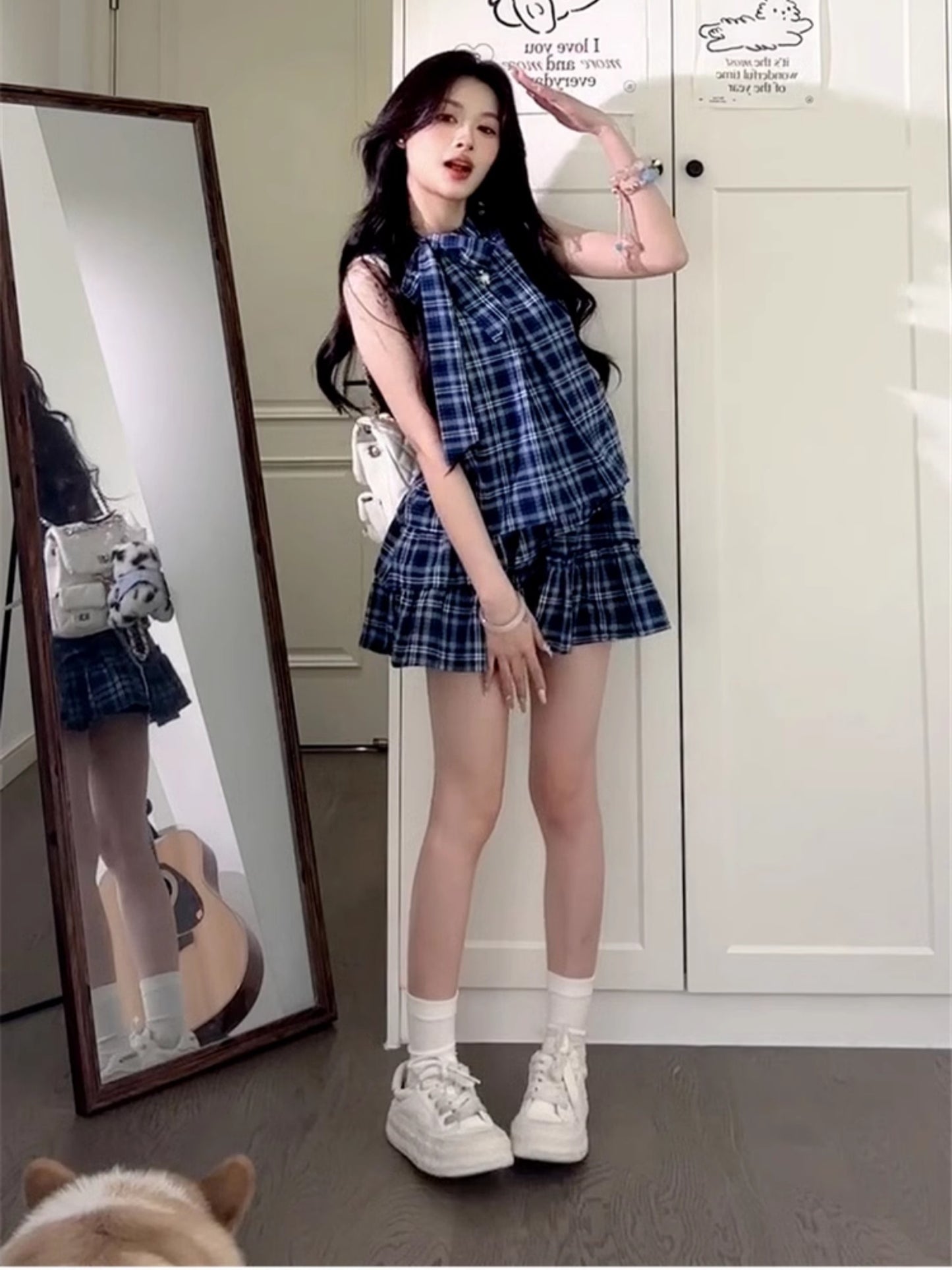 ノースリーブチェックシャツワンピース TK0245