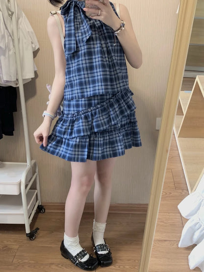 ノースリーブチェックシャツワンピース TK0245