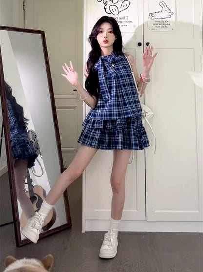 ノースリーブチェックシャツワンピース TK0245